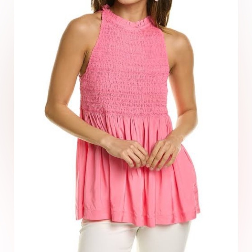Trina Turk El Rancho Sleeveless Smocked Top in Pink
